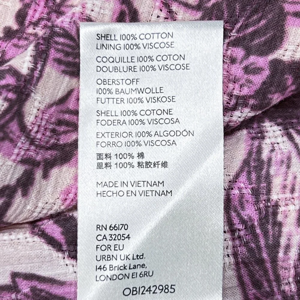 Free‎ People Sunbaked Swing Dress in Petal Pink Floral Crepe Ruffled Sz L - NWOT